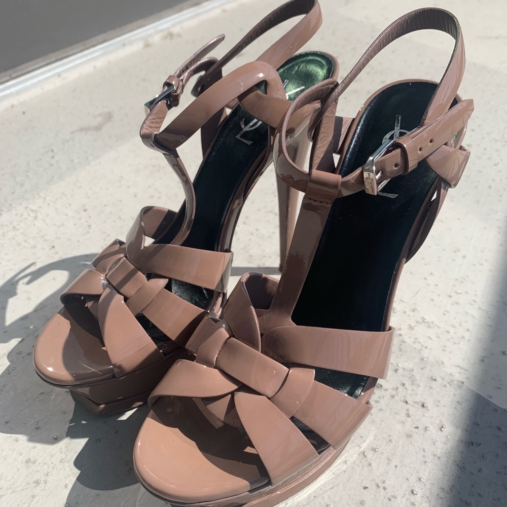 YSL tribute 105 heels in dark nude